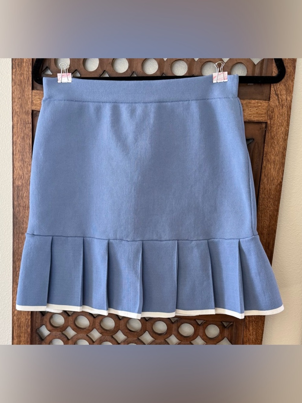 Sincerely Jules Blue Knit Pleated Mini Skirt Size M Preppy Tennis Style